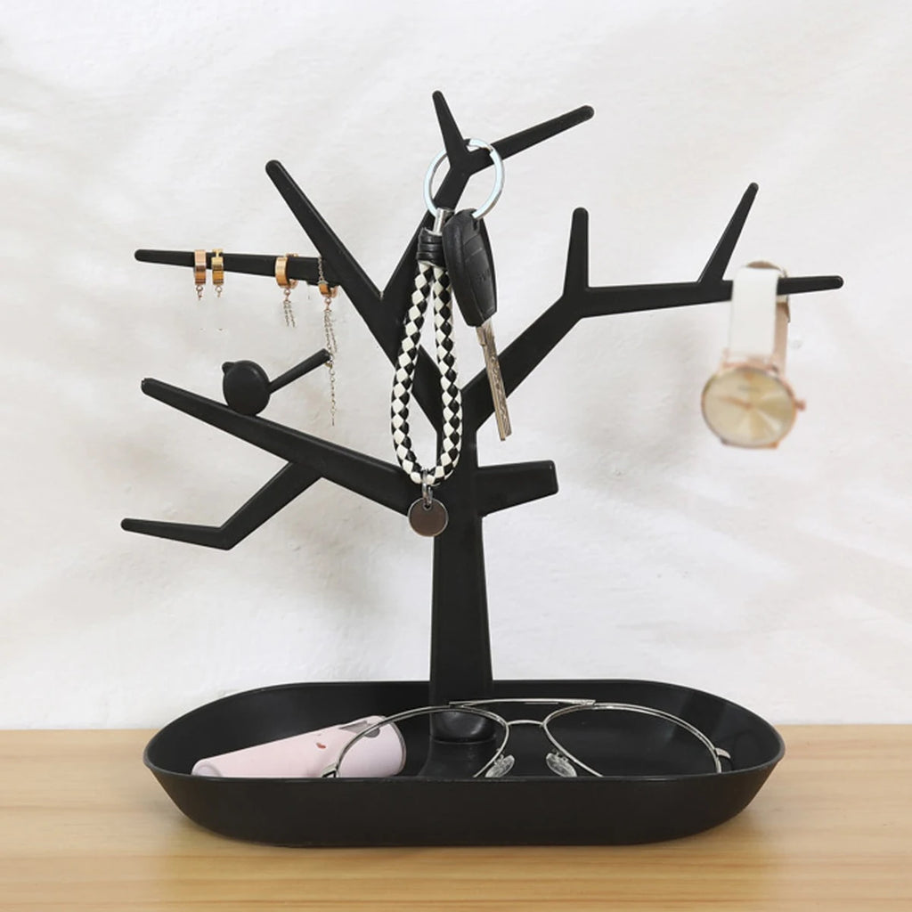 1pc tree shaped modern jewelry rack, used for storing necklaces,earrings,and keys.This display stand is made of durable plastic