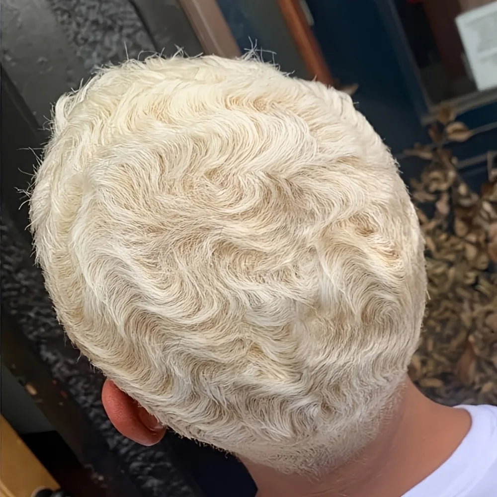 6-Inch Short Human Hair Wig with Bangs & Layered Pixie Cut Full machine made wig-Ocean Wave Texture, Natural Looking