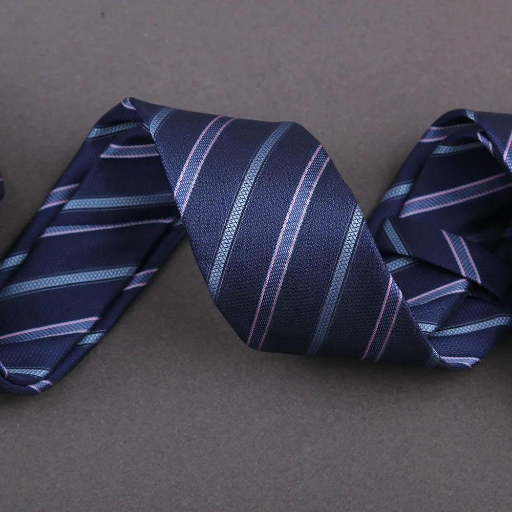 Classic New 8cm ties Men's Solid Stripes Plaid Necktie Navy Red White Satin Ties For Man Business Wedding Party Tie Gift