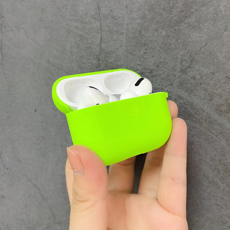 Air pods Case Neon Green official Silicone Cases for Airpods 4 Pro 1 2 Liquid Fluorescence Hot Pink Silicone Hook Cover Air Pods