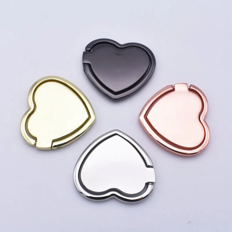 2Pcs Heart Pattern Mobile Phone Finger Ring Holder Phone Accessories