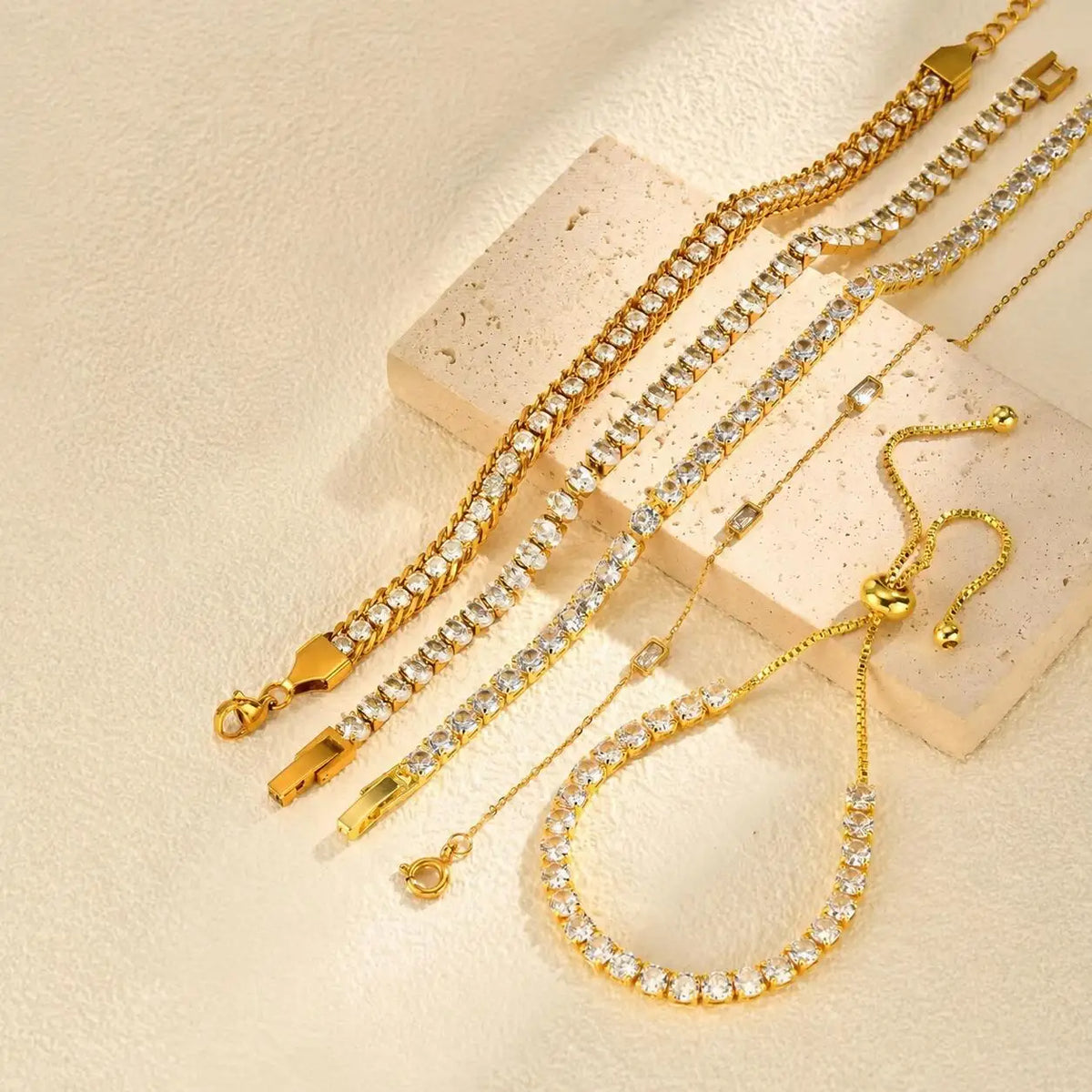 Crystal CZ Bracelet Waterproof, Tennis Hand Chain Bracelets For Women, Stainless Steel Wholesale Jewelry