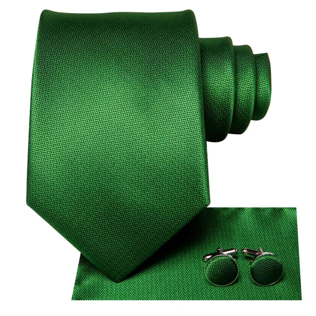 Hi-Tie Designer Green Solid Striped Paisley Wedding Tie For Men Necktie Hanky Cufflink Fashion Business Party Dropshipping