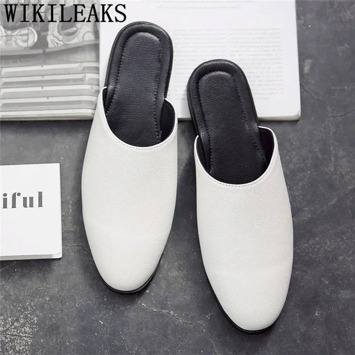 Half Shoes For Men Coiffeur Designer Shoes Men Italian Fashion Mens Shoes Casual Leather Mule Masculino Brand Tenis Masculino