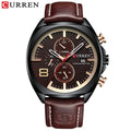 CURREN 8324 Classic Quartz Watch Round Waterproof Leather-strap Watch, Minimalist Six-hand Multifunctional Calendar Watch