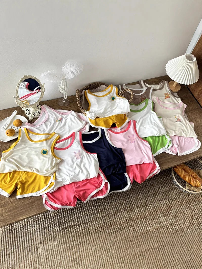 Toddler Baby Set, Children's Clothing Vest Set, Summer Children's Clothing, Baby Cotton T-Shirt, Shorts Vest, Sleeveless