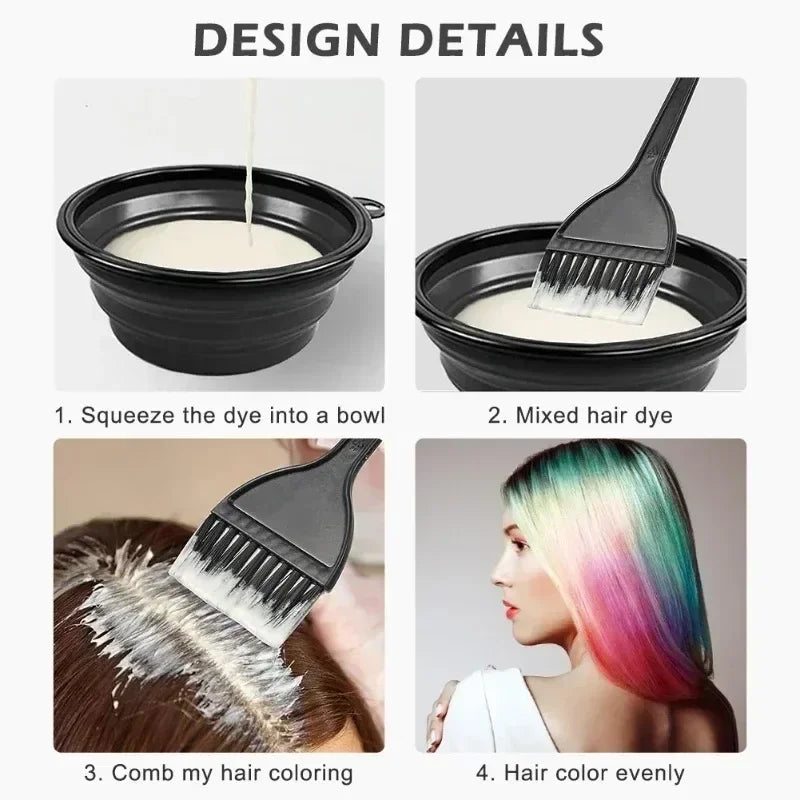 Professional 5pcs Hair Coloring Kit Highlighting Tools Comb Brush Dye Bowl for Barber Beauty Salon Home Use