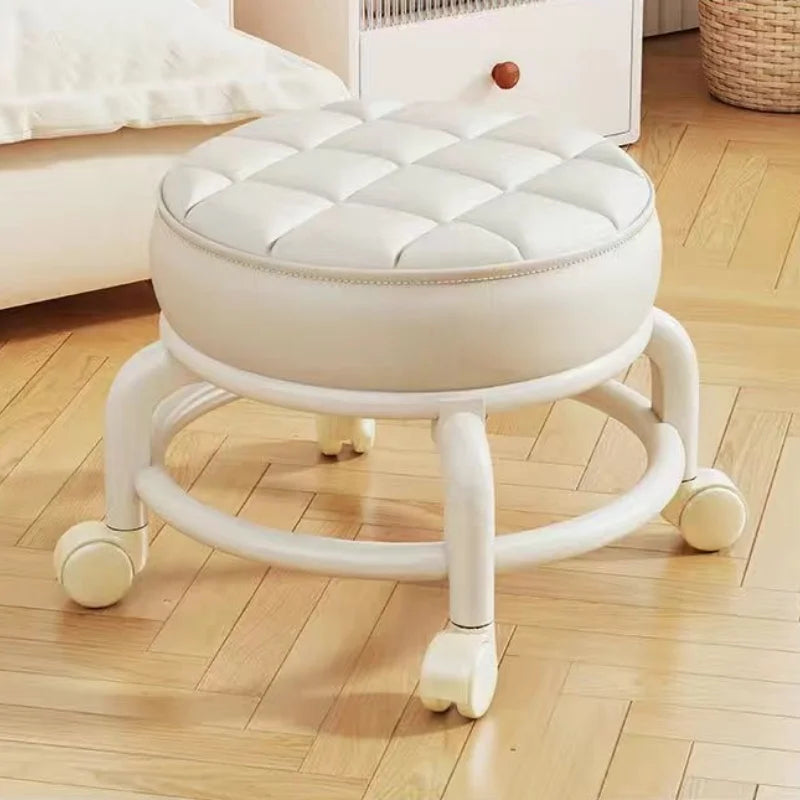 Universal Caster Round Low Rolling Stool Movable Seat for Kids Walking Training Household Shoe Change Bench