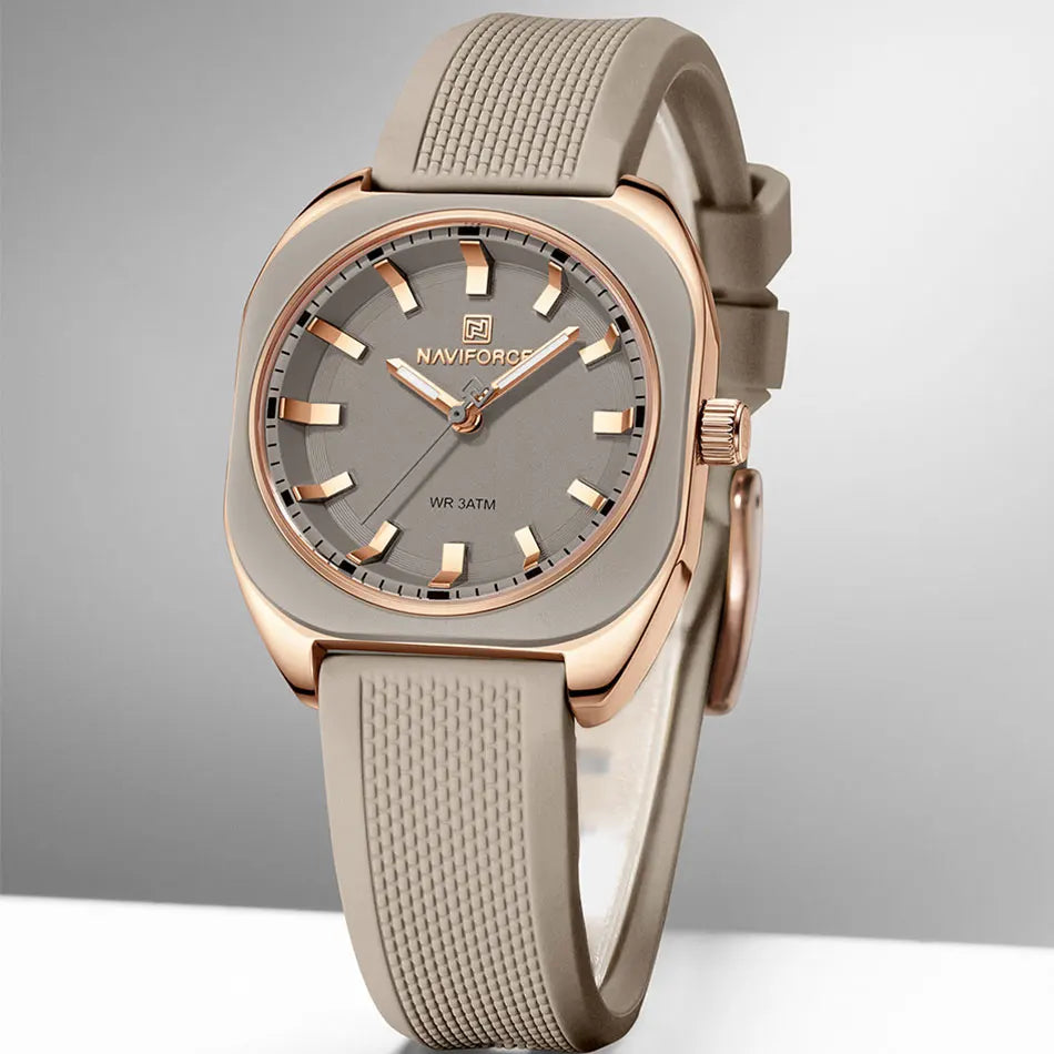 NAVIFORCE Fashion Women's Casual Elegant Simple Polygon Quartz Silicone Watch Gift for Women Wristwatch Casual Relogio Feminino