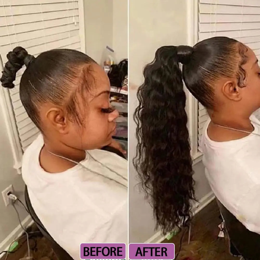Body Wave Ponytail Real Human Hair Drawstring Ponytail Clip In Hair Extensions Brazilian Natural Black For Women Ponytail