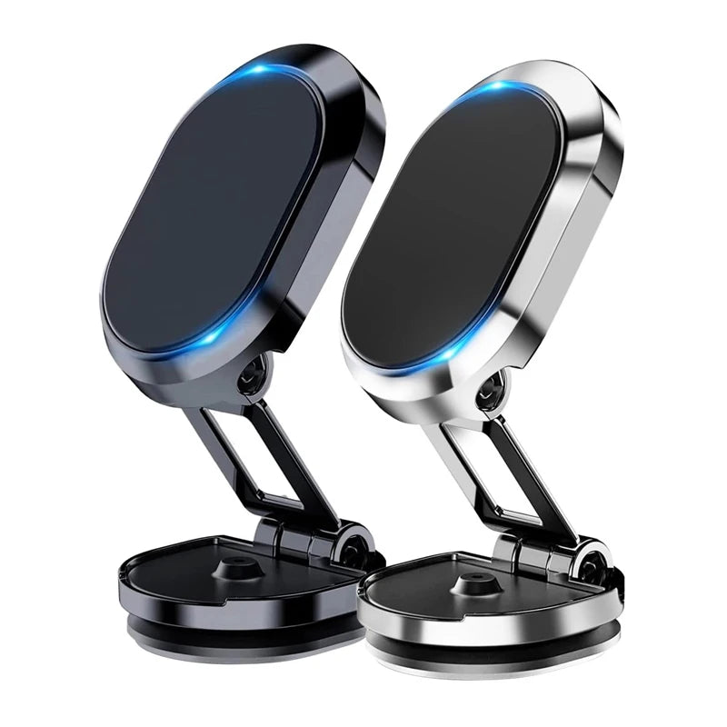 Aluminum Alloy Folding Magnetic Car Phone Holder 360° Rotation Magnetic Cell Phone Holder Bracket Magnetic for All Smartphone