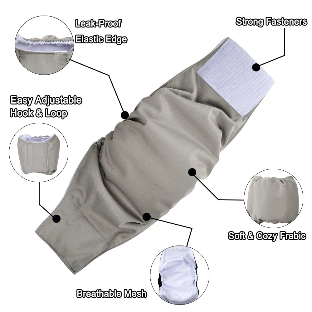 Washable Large Male Dog Diaper High Absorbing Pet Clothes Nappies For Small Medium Big Dogs Leak-proof Puppy Pee Pant Supplies