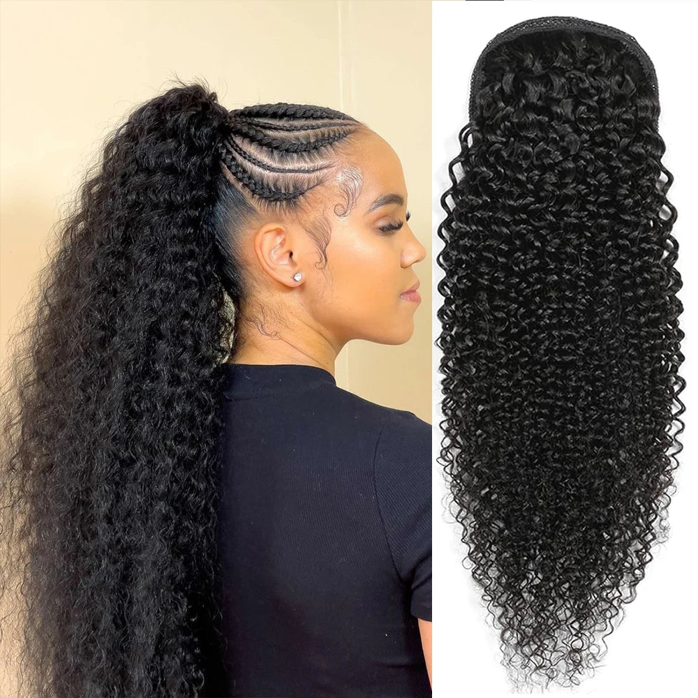 Body Wave Ponytail Real Human Hair Drawstring Ponytail Clip In Hair Extensions Brazilian Natural Black For Women Ponytail