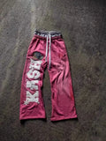 Autumn and Winter Fashion High Street Ins Fashion Men's and Women's Loose Straight Embroidered Printed Casual Pants