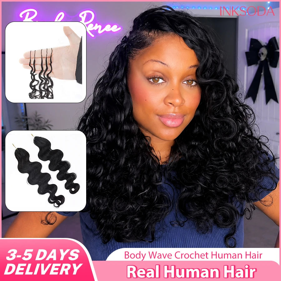 12A Knotless Pre Separated Body Wave Feather Crochet Human Hair Real Hair Extensions For Braiding Twist Feather Line For Women Extensions Wigs Miracle Knots Braiding Hair Extensions Materials Bouncy Water Waves Crochet Human
