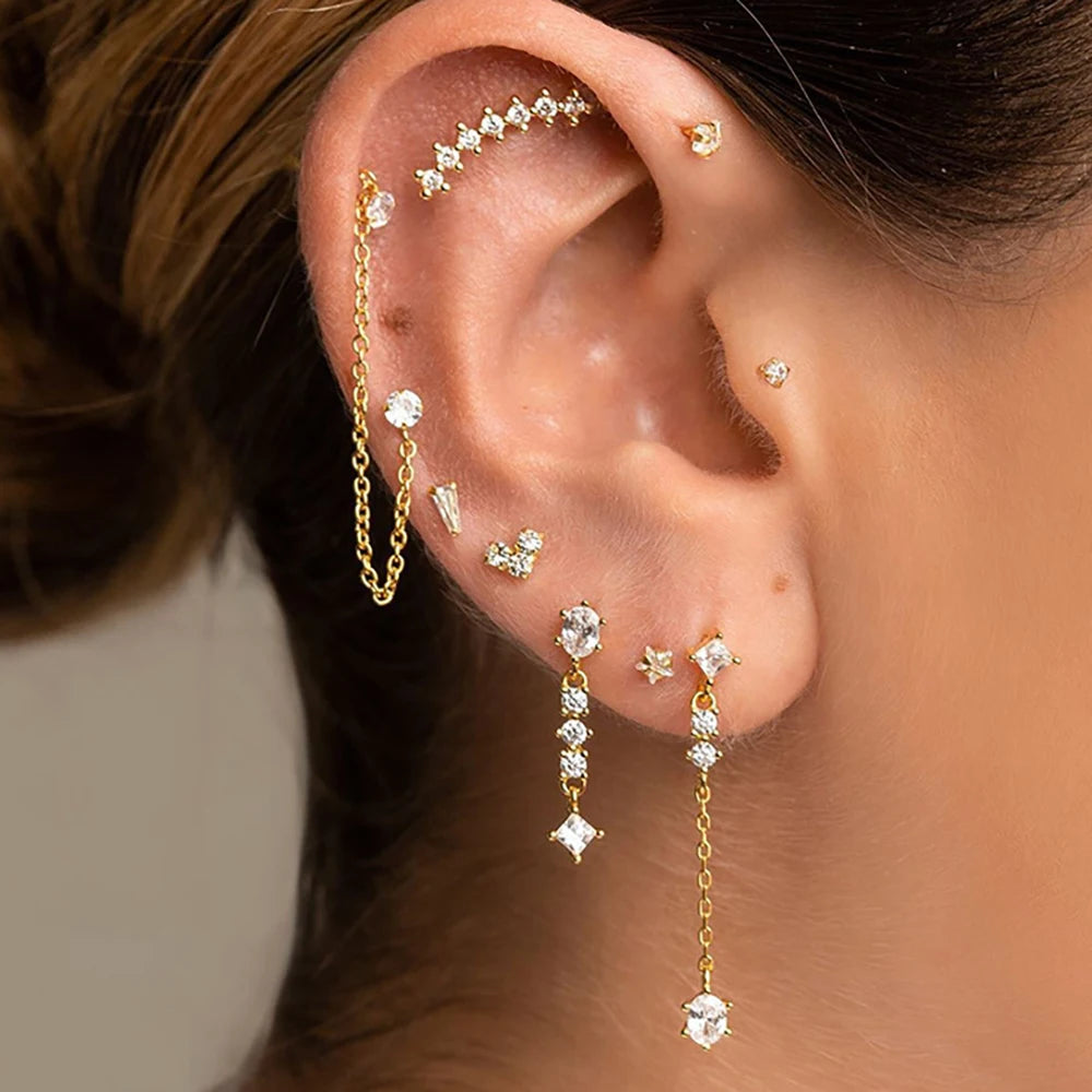 Stainless Steel Link Chain Gold Color Hanging Earrings for Women Girl Simple Tassels Dangle Earring Fashion Jewelry Dropshipping