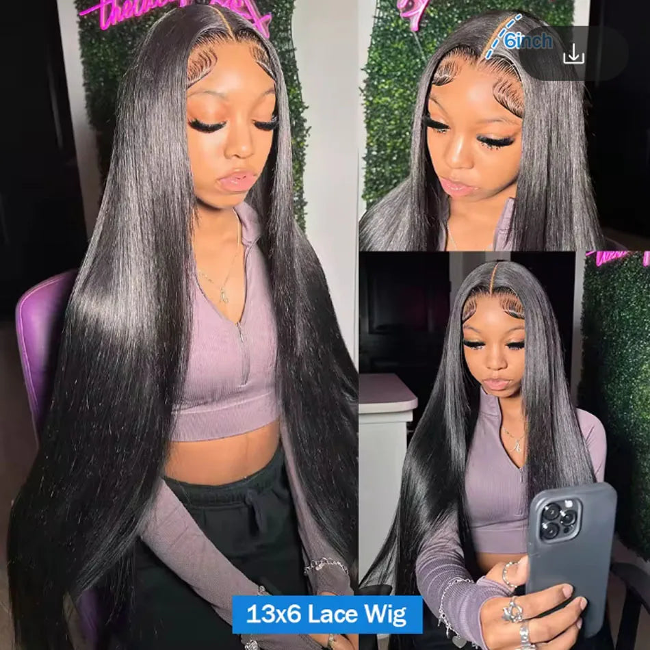 13X6 HD Transparent Lace Front Human Hair Wig 13x4 Straight Frontal Wig Pre Plucked 250 Density HD Lace Closure Wig Indian