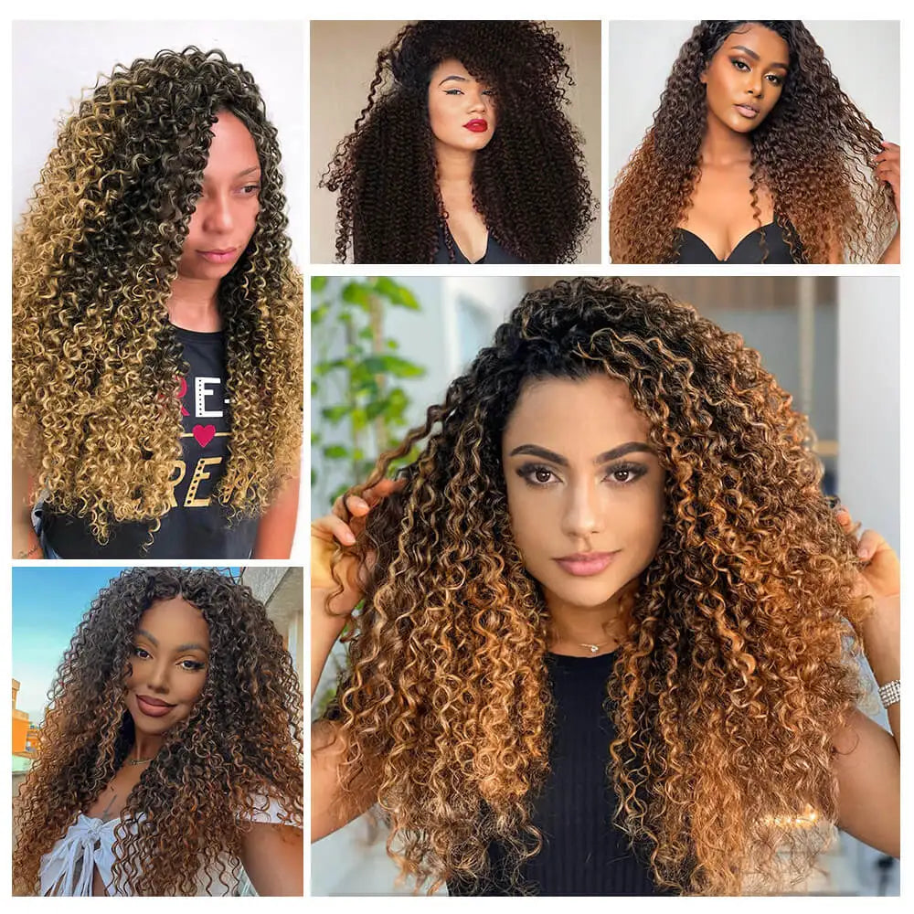 Synthetic Kinky Curly Hair Bundles Long Jerry Curly Hair Weave Lindona Hair Extensions Organic Ice Silk High Quality Weaving