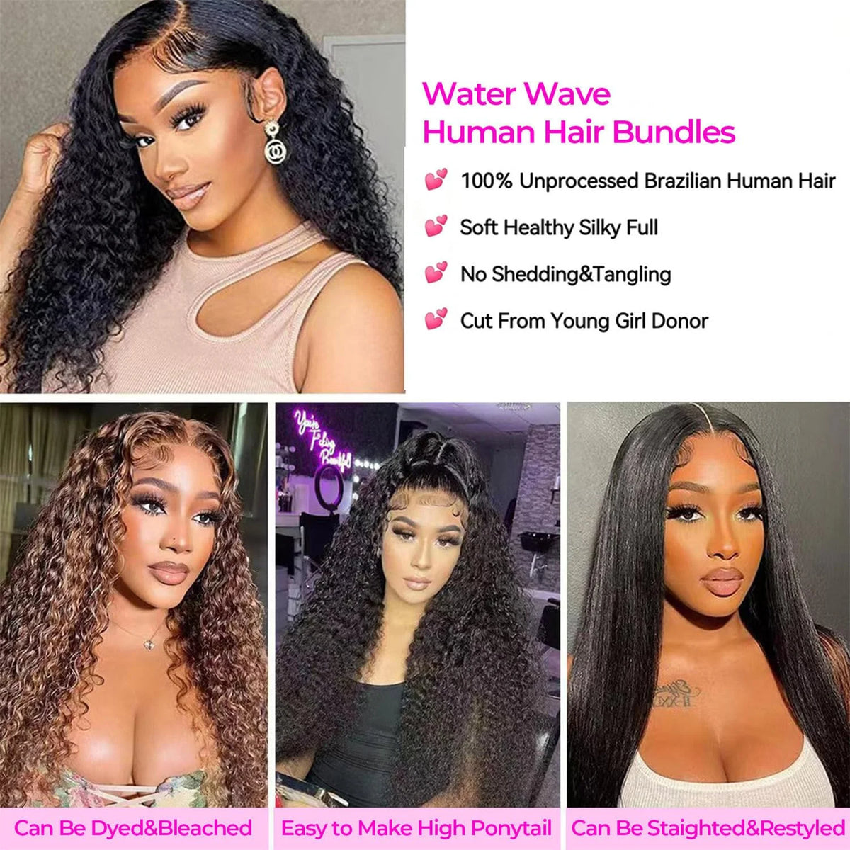 12A Water Wave Bundles Human Hair 100% Virgin Human Hair Extensions Brazilian Weaving PerisModa Natural Black Human Hair Bundles