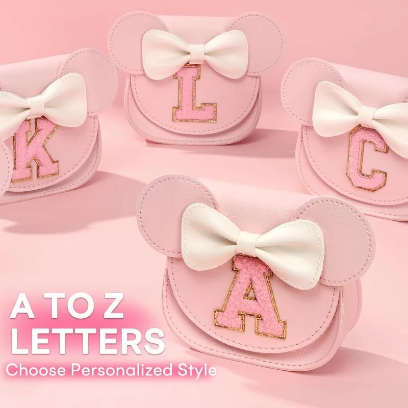 Mibasies Toddler Purse Girl Gifts Princess Cartoon Kids Crossbody Bag Fashionable Mini Shoulder Bag for Girls Cute Letter A-Z