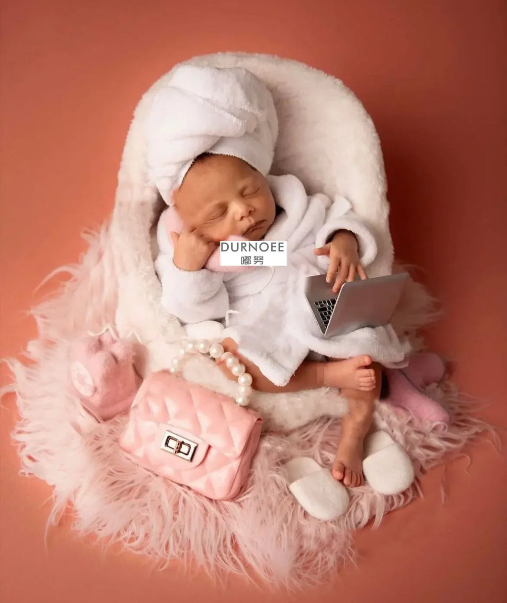 Baby Newborn Photography Props Baby Girl Lace Dress Romper Bodysuits Outfit  Hat Headband Photography Clothing