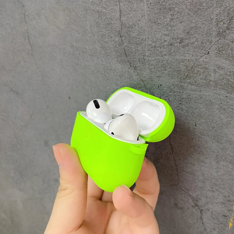 Air pods Case Neon Green official Silicone Cases for Airpods 4 Pro 1 2 Liquid Fluorescence Hot Pink Silicone Hook Cover Air Pods