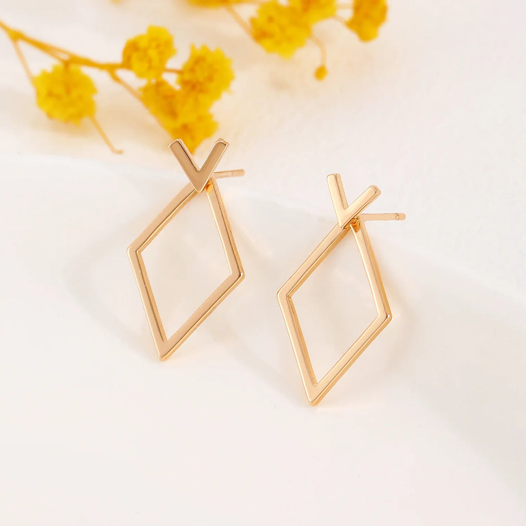 Geometric Square Detachable Triangles Stud Earrings for Women Fashion Jewelry Minimalist Accessories Party Gifts