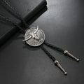 New Western Cowboy Style Bull Head Alloy Leather Bolo Tie Long Necklace for Men High Quality Fashion Jewelry Accessory