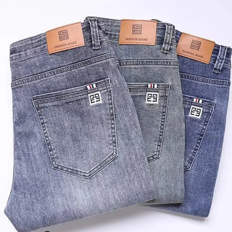2026 New Men Baggy Straight Fashion Versatile Casual Pants Male Summer Thin Breathable Denim Pants Daily Classic Blue Trousers