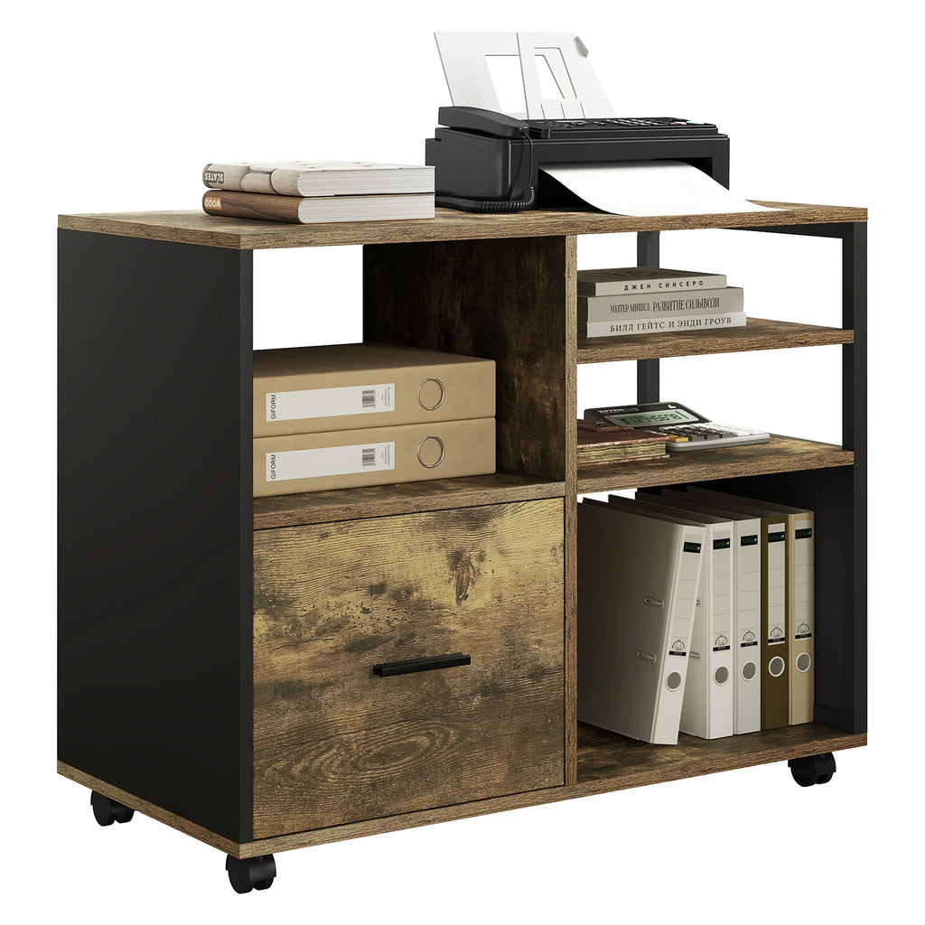 WOLTU Movable File Cabinet Rolling Container with Wheels Drawers Printer Table Hanging File Office Cabinet for Documents