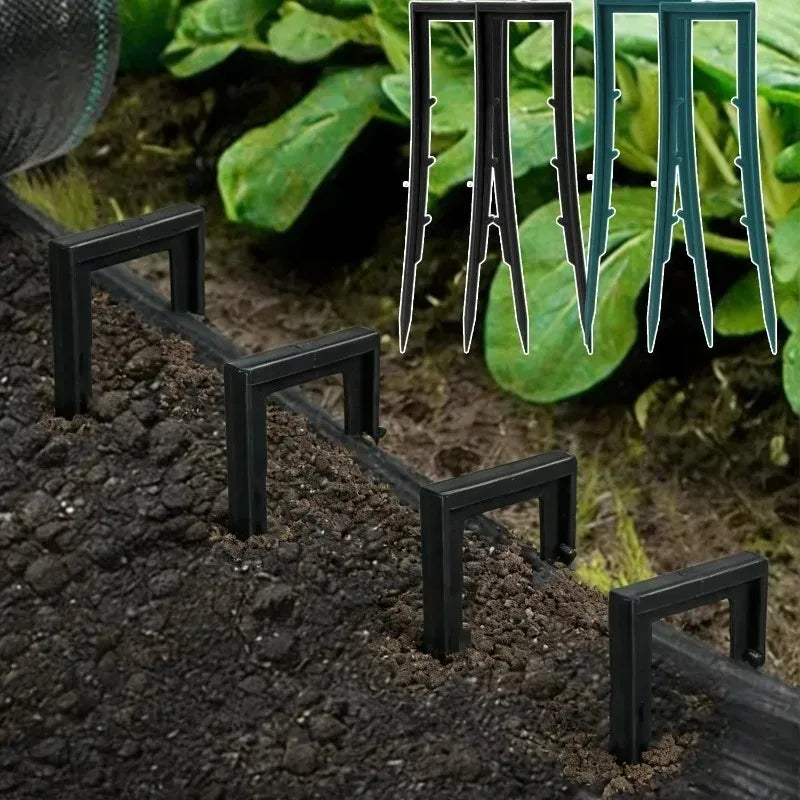 U-Shaped Garden Stakes with Pointed Tip Plastic Ground Studs Garden Pin Landscape Staples for Yard Lawn Weeds Barriers Wholesale